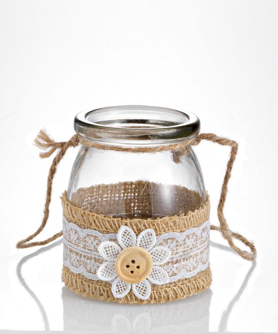 Μπομπονιέρα βαζάκι Λινάτσα-Μαργαρίτα Μπομπονιέρα βαζάκι Λινάτσα-Μαργαρίτα