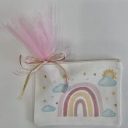 Μπομπονιέρα βάπτισης πορτοφολάκι ουράνιο τόξο