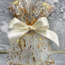 Μπομπονιέρα χρυσό πουγκί με strass